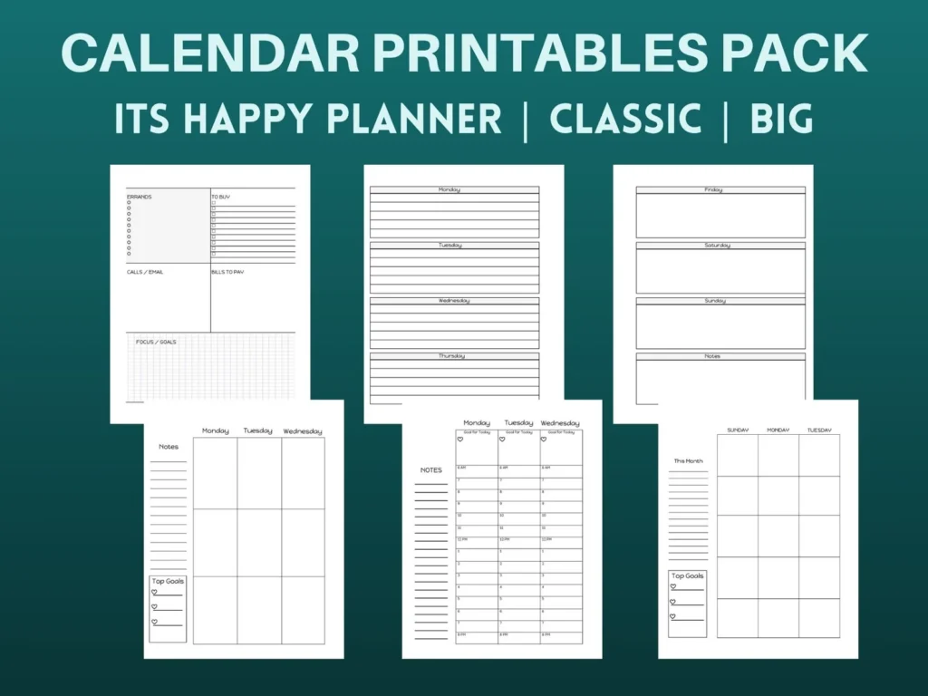 Calendar Printables Pack
