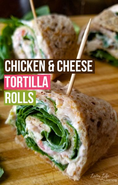 Easy Chicken and Cheese Tortilla rolls - a kid-approved lunch your whole family can enjoy, it's so easy to make with only a few ingredients.