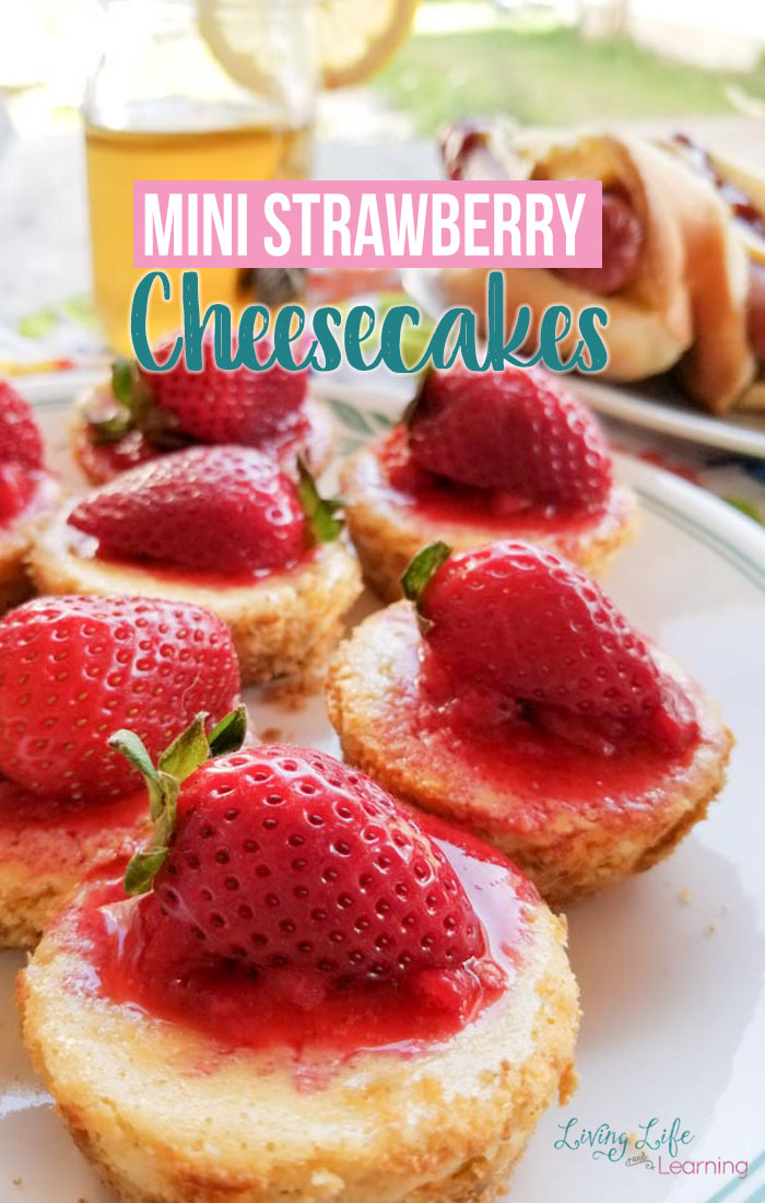 Mini Strawberry Cheesecake Recipe - A family favorite dessert the whole family will enjoy and it's worth the time you put into it. Add fresh strawberries to your favorite cheesecake to make it a refreshing summer dessert everyone will a love.