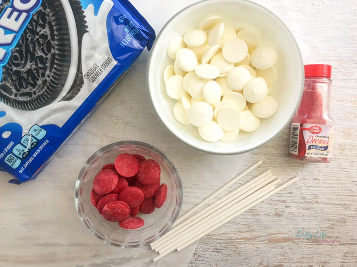 Canada Day Oreo Pops supplies