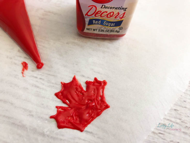 Canada maple leaf in melted candy