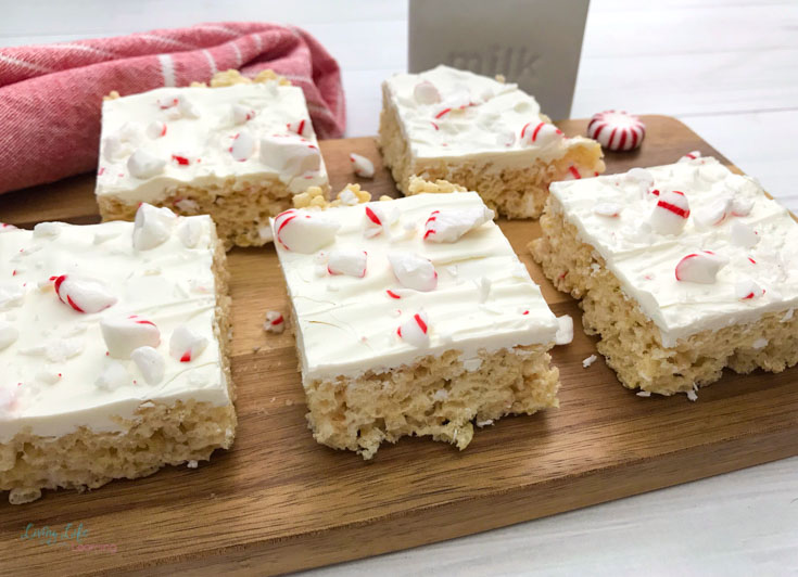 White Chocolate Peppermint Rice Krispie Bars