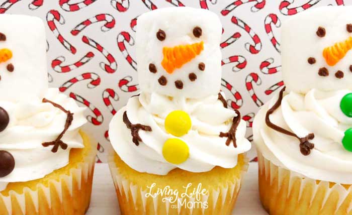 cute marshmallow snowman cupcakes