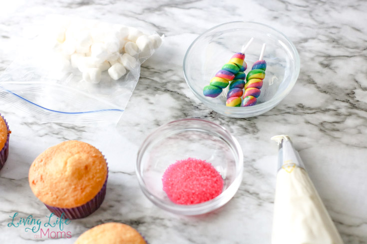 ingredients for simple unicorn cupcakes