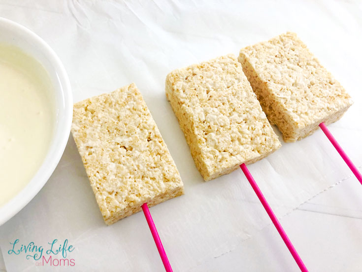 rice krispies on pink sticks