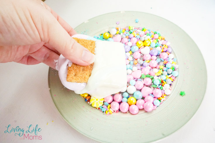 creating the s'mores using sprinkles