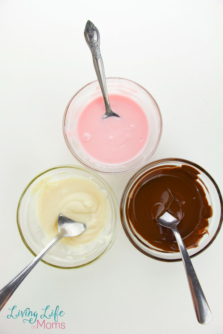 melting the chocolate for the popcorn