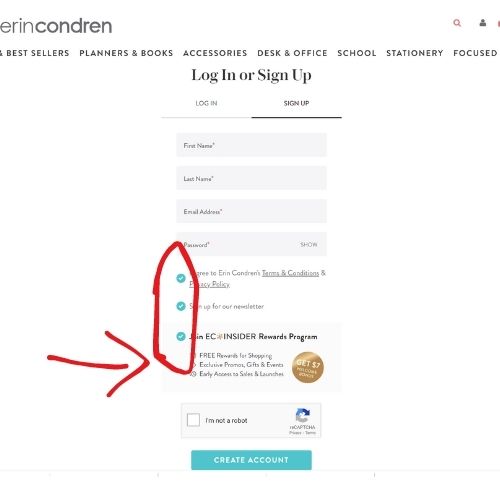 sign up for insider rewards erin condren