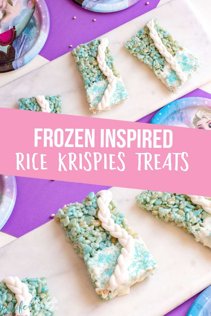 These Frozen Rice Krispies Treats are so much fun to make! Get excited about the upcoming Frozen movie release with these simple treats! And if you can't wait, they are excellent for a birthday party or just a fun night at home. With minimal ingredients and easy steps, this is one dessert recipe that you're going to love! #frozen #ricekrispietreats #letitgo #fondant #dessert