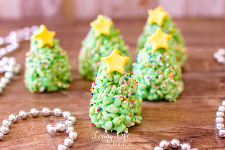 These Christmas Tree Rice Krispies Treats are so delicious and fun to make. It's a great recipe for the family to create together during the holidays. #holidaybaking #ricekrisipestreats #christmastreetreats #easyholidayrecipes