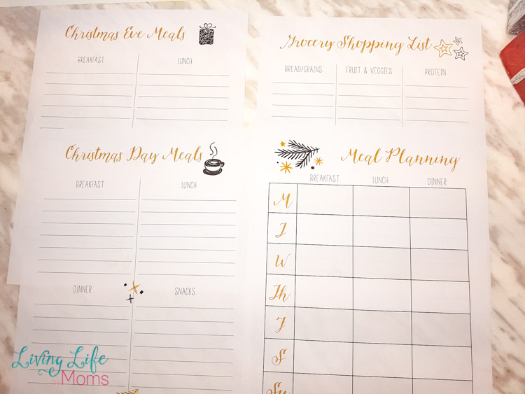 Printable Christmas Planner with a Christmas meal planner