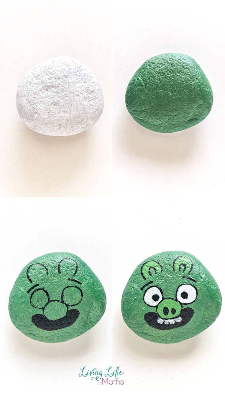 How to paint angry birds painted rocks green pig