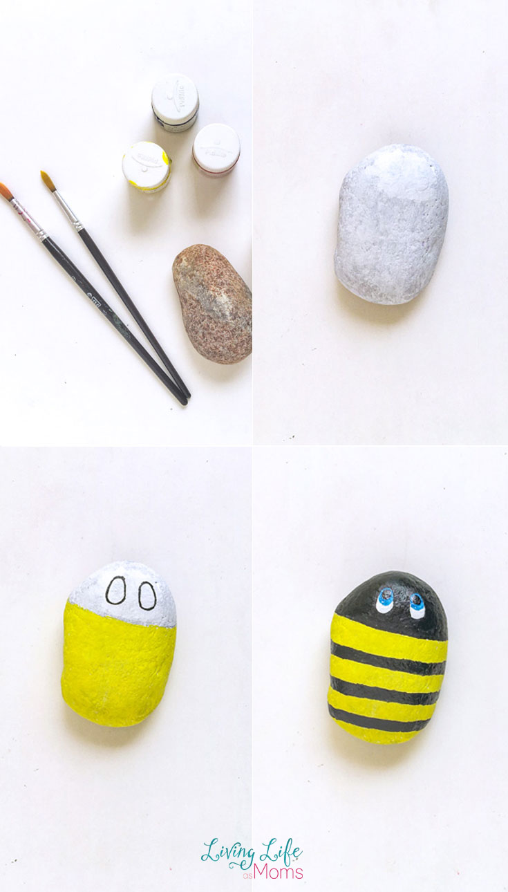 Buzzing Bee Painted Rocks tutorial