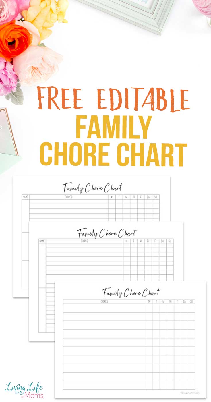 Free Editable Family Chore Chart
