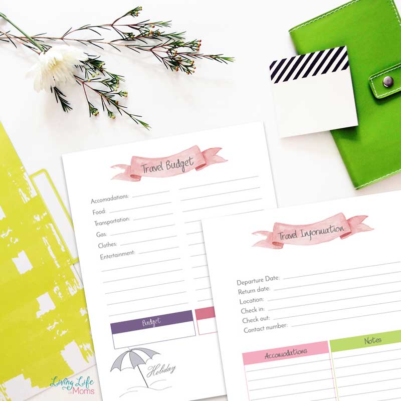 Travel planner printables to write travel information