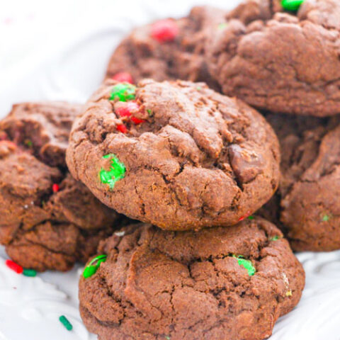 Double Chocolate M&M Christmas Cookies