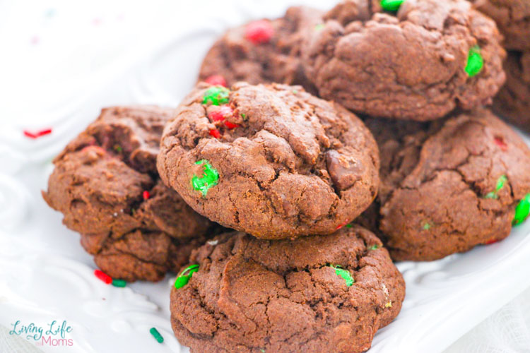 Chocolate M&M Christmas Cookies