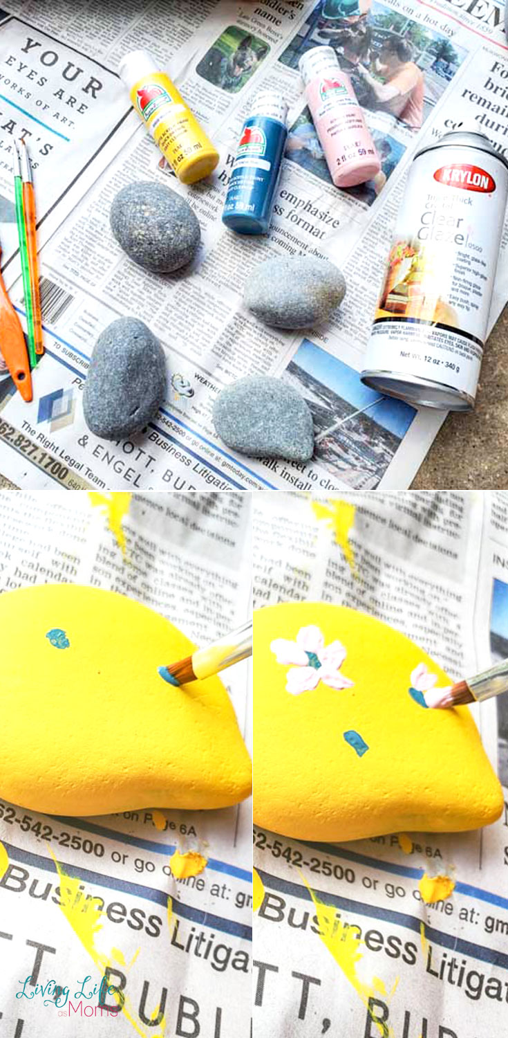 supplies for flower painted rocks craft 