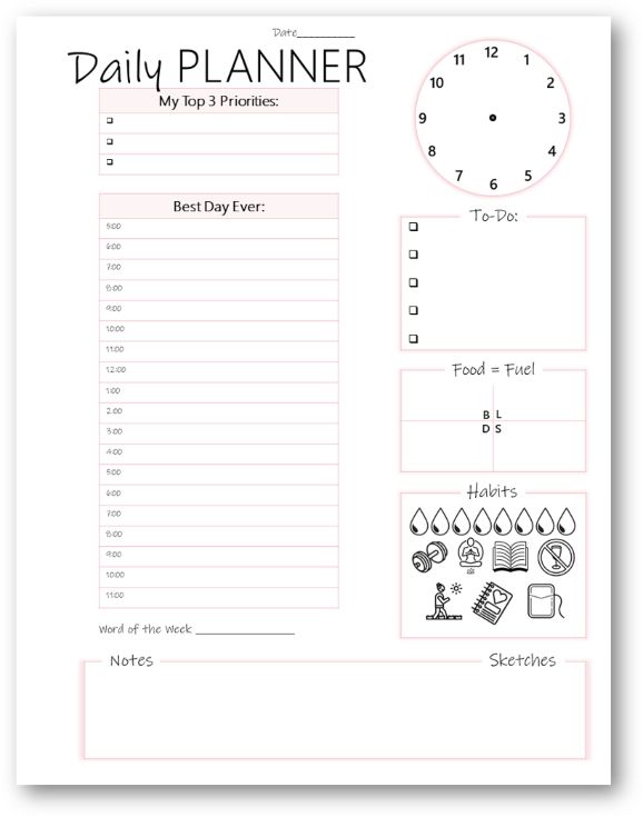 undated daily planner