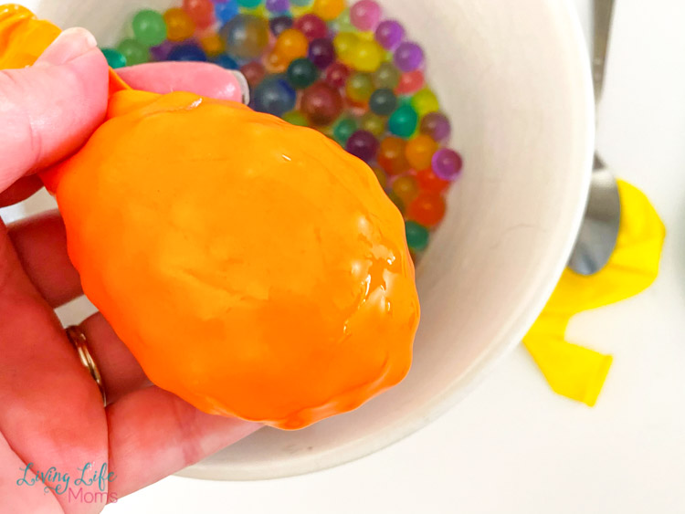 Orbeez inside balloons for stress balls