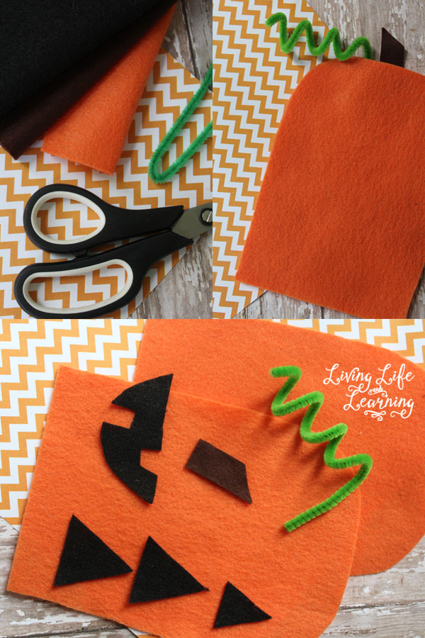 Felt pumpkin hand puppet craft supplies