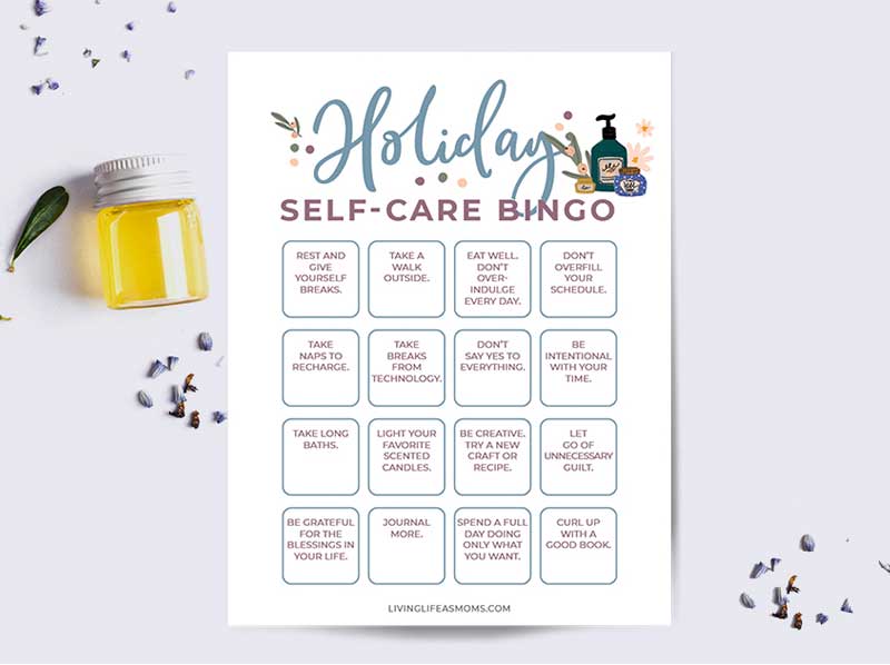 holiday self care bingo printable