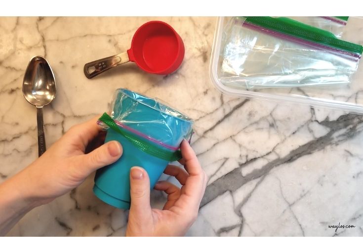 easy breakfast meal prep line cup with plastic bag