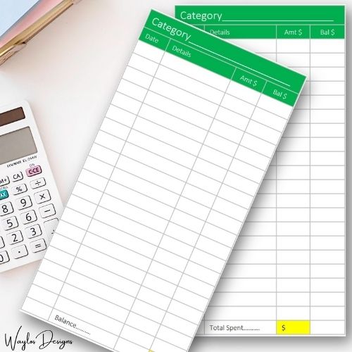 cash envelope inserts with savings trackers