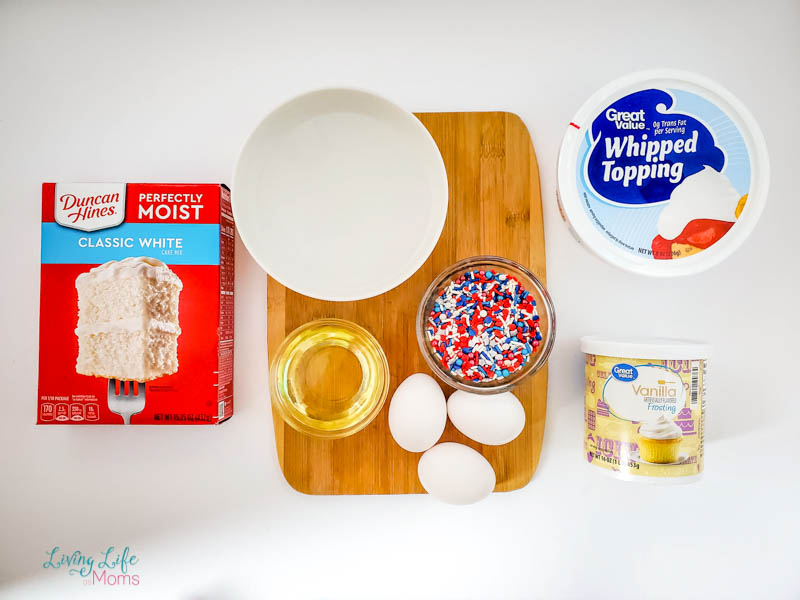 ingredients for patriotic cupcakes 