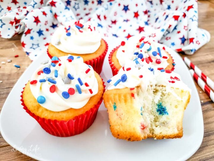 Red White And Blue Sprinkle Cupcakes