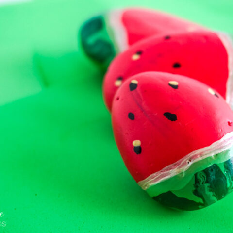 watermelon painted rock