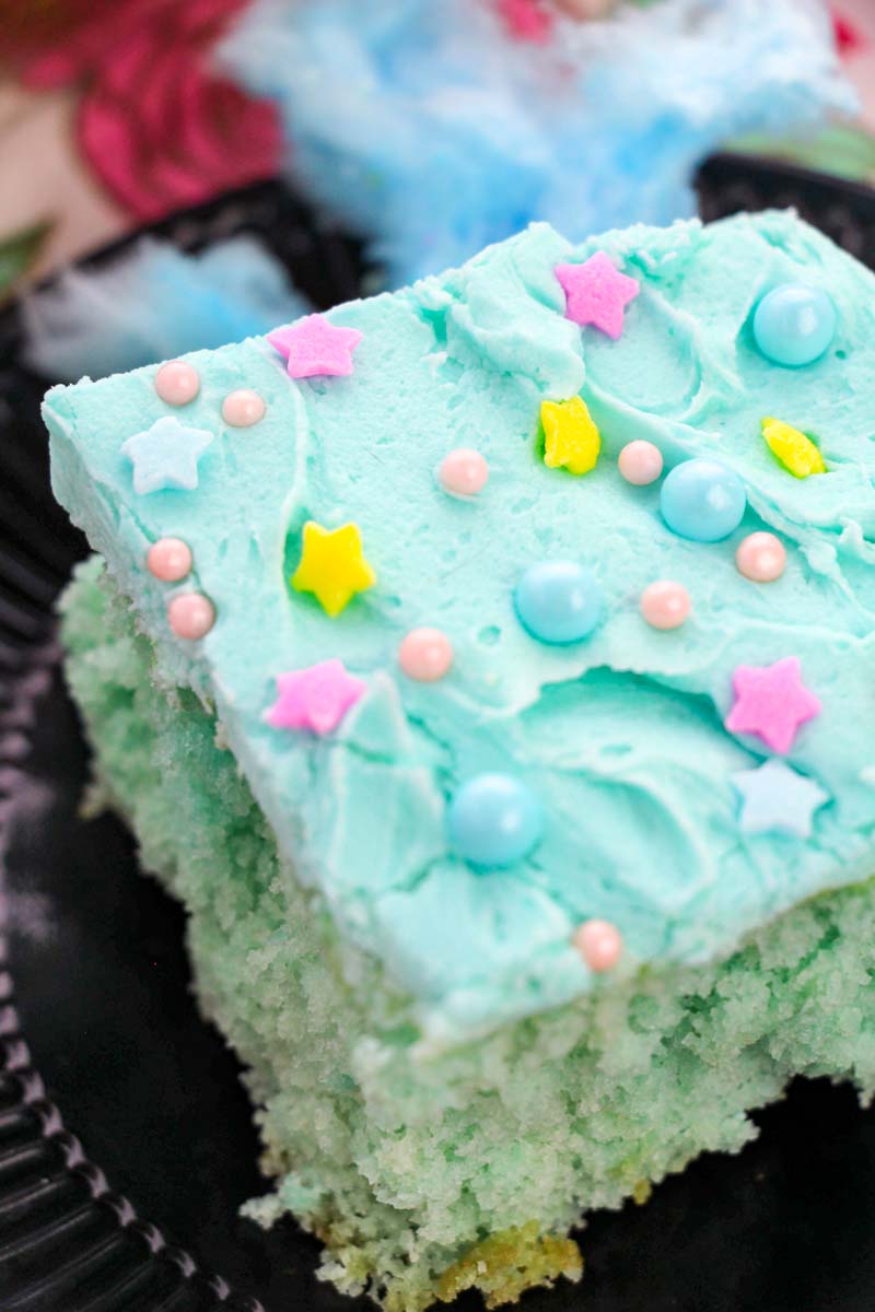 close up of cake mix cotton candy cake 