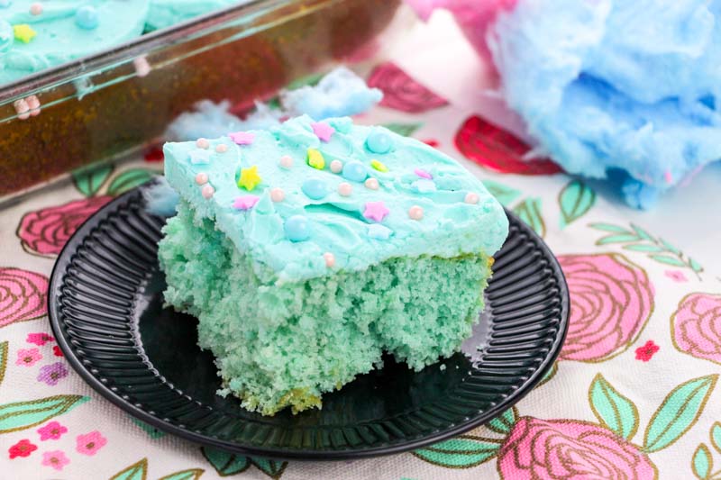 piece of cotton candy cake on a plate 