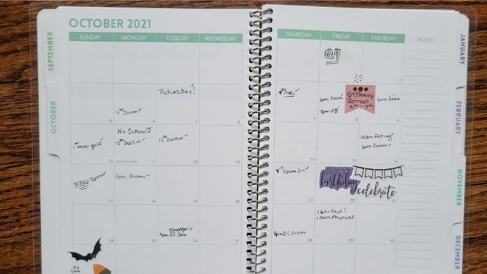 planner month layout