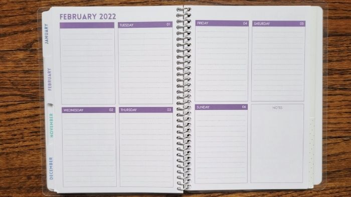 purple trail planner quad weekly layout