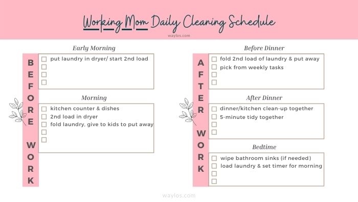 daily cleaning schedule for working moms