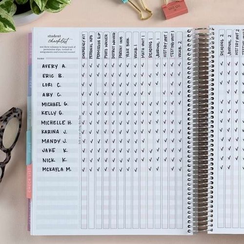 image of check list page erin condren teacher lesson planner