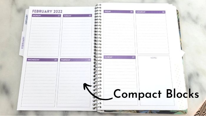 image of weekly planner compact blocks layout