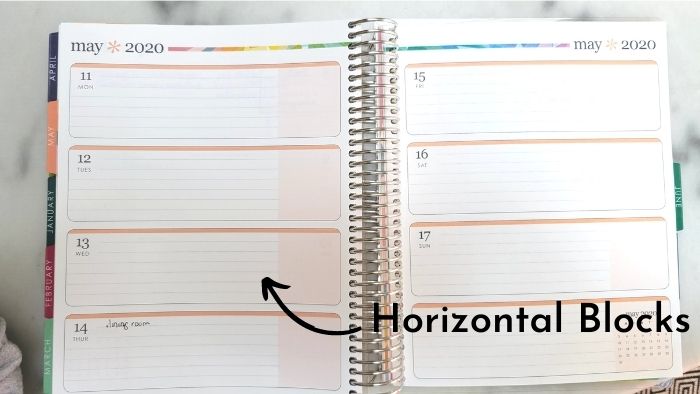 image of weekly planner horizontal layout