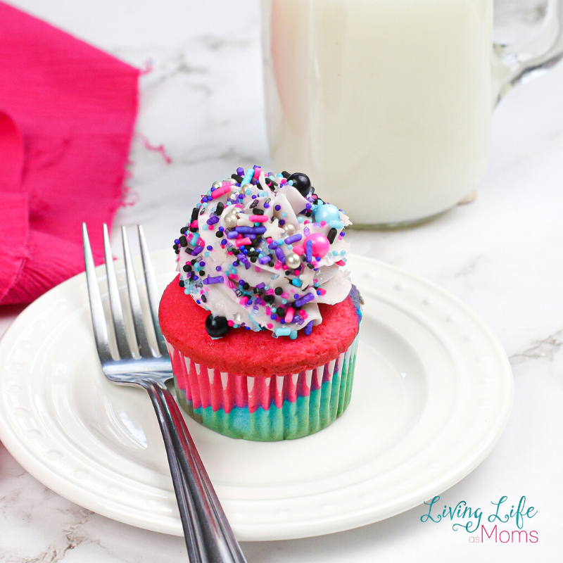 galaxy cupcake on white plate 