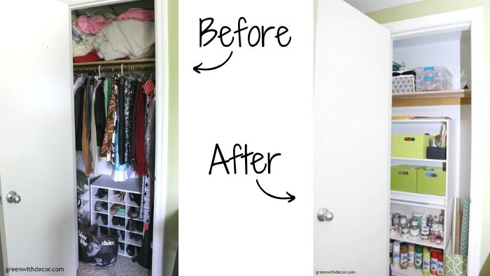 Declutter craft closet before and after