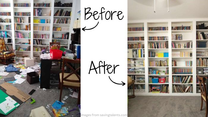 Declutter homeschool room