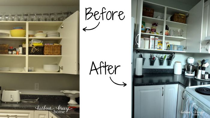 Declutter kitchen cabinets