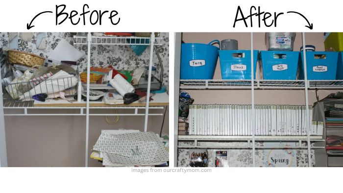 Declutter small craft closet