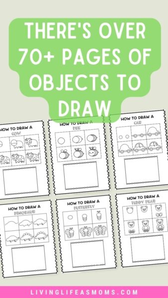 Over 70 pages of objects and animals to draw for kids