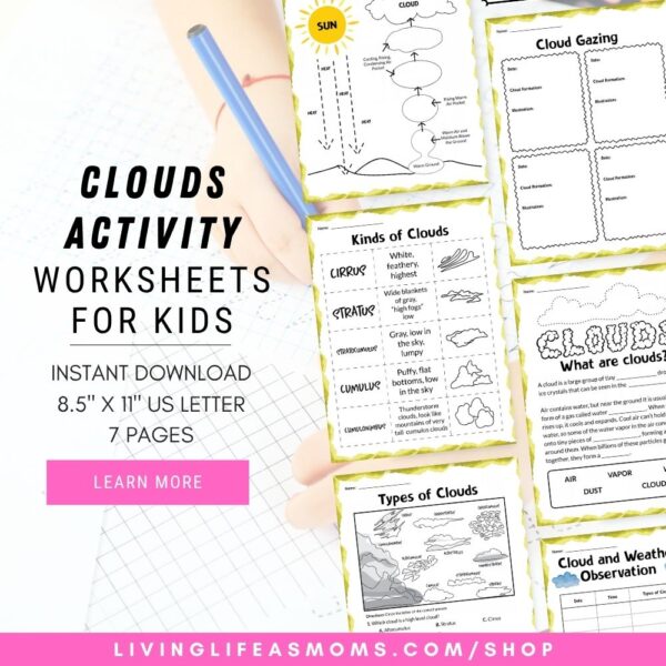 Clouds Activity Worksheets for Kids