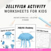 Jellyfish activity worksheets for kids - instant download