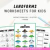 Landforms printable activity set