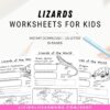 Lizards of the world printable activity set