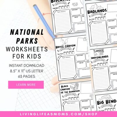 National parks activity worksheets for kids